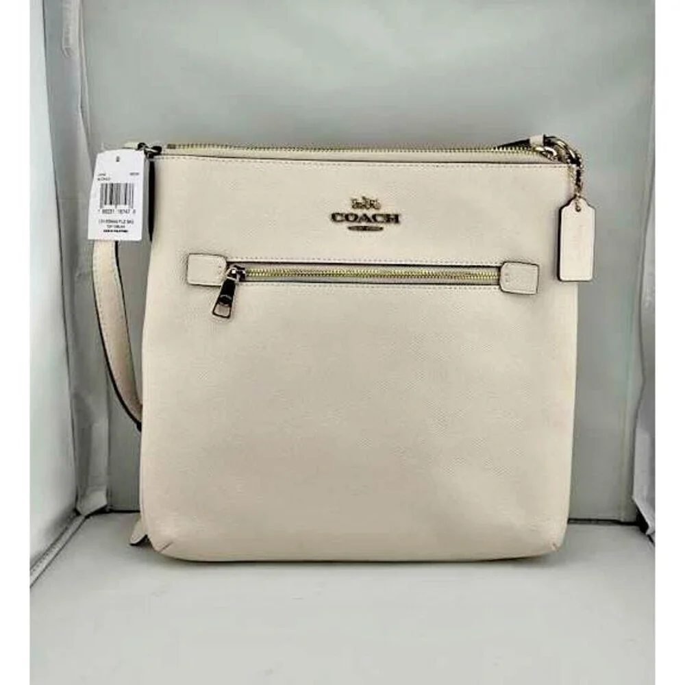 Coach C1556 Crossgrain Leather Rowan File Bag Crossbody Handbag Chalk - Picture 2 of 6